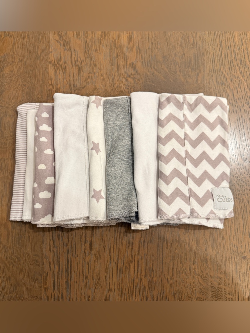 Comfy Cubs White & Gray Patterned Baby Burp Cloths - 8-Pack